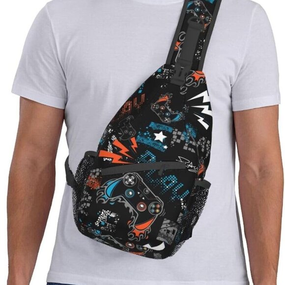 Men's Polyester Sling Backpack Lightweight Travel Crossbody Daypack - Picture 2 of 8